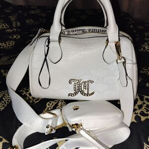 Juicy Couture White Satchel with Gold Accents